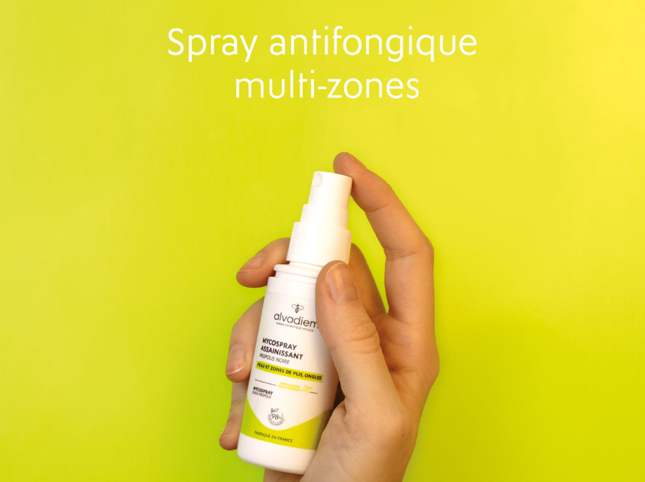 Visuel du produit Mycospray Assainissant, qui permet de prévenir et traiter les mycoses cutanées